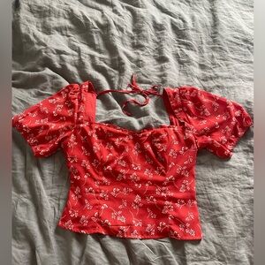 Abercrombie & Fitch Red Floral Blouse